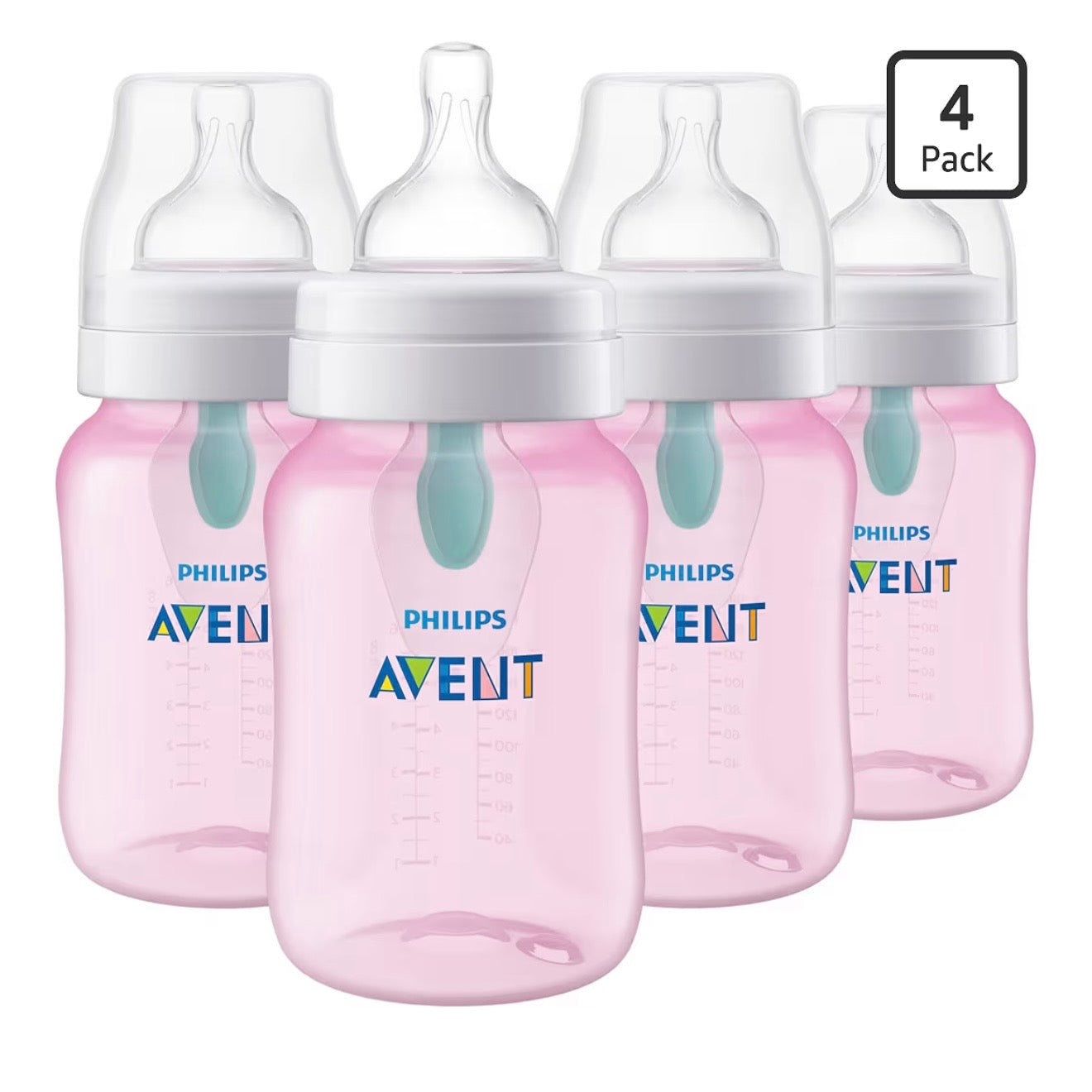 Philips Avent 4 Biberones Anticólicos AirFree 9oz Rosa