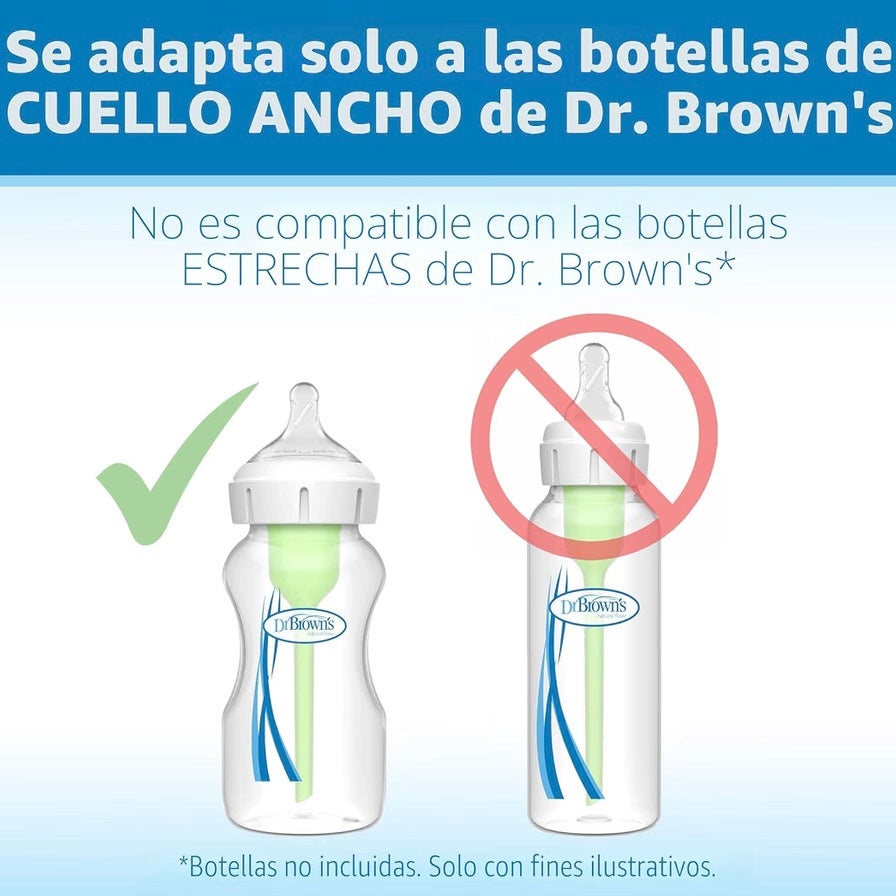 Dr. Brown’s Paquete de 6 Tetinas Natural Flow Cuello Ancho de Flujo Nivel 4, 9m+