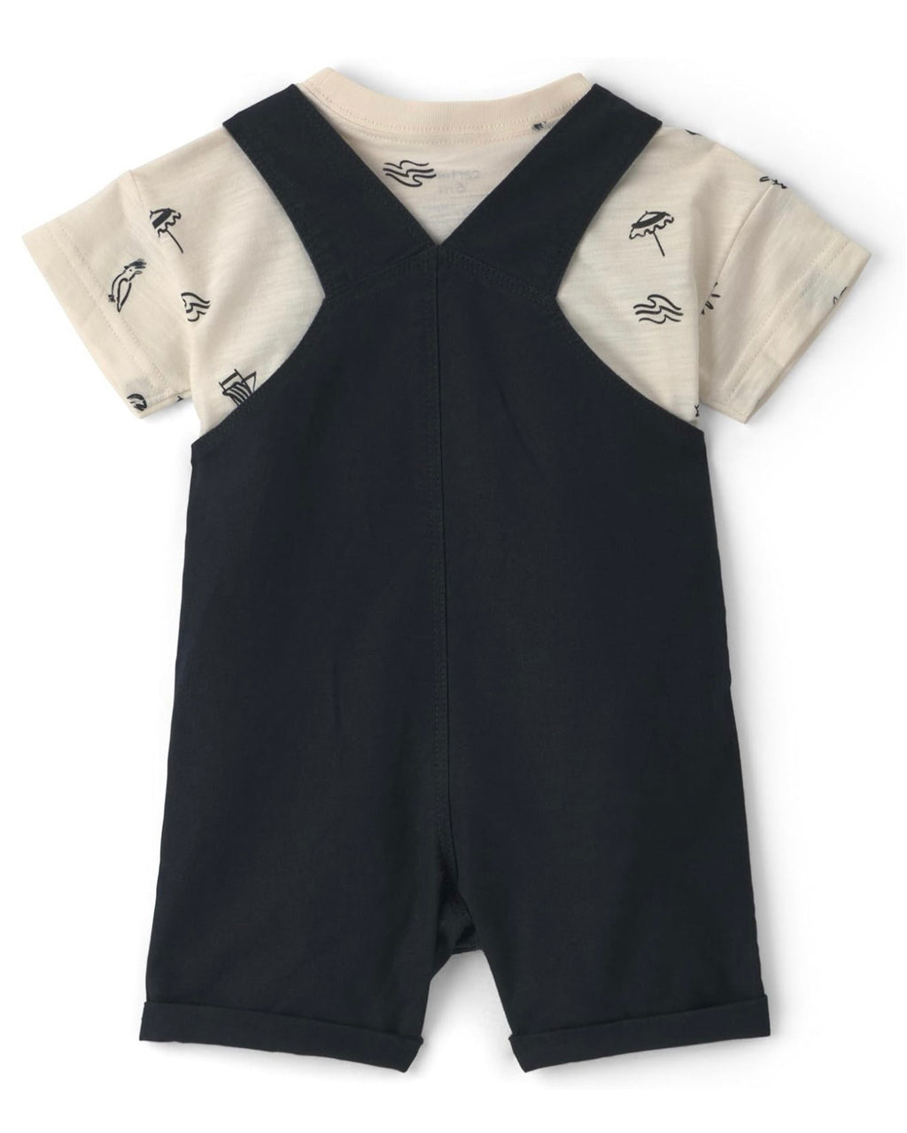 Conjunto Negro/Crema Bach Overall + Camiseta Bebé Niño