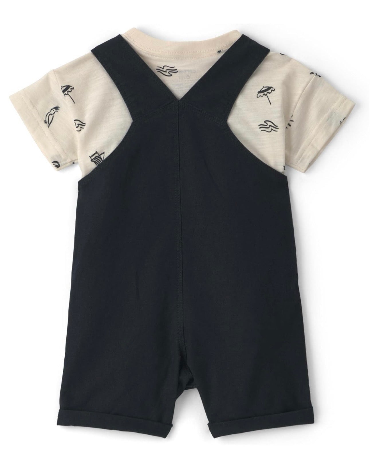 Conjunto Negro/Crema Bach Overall + Camiseta Bebé Niño