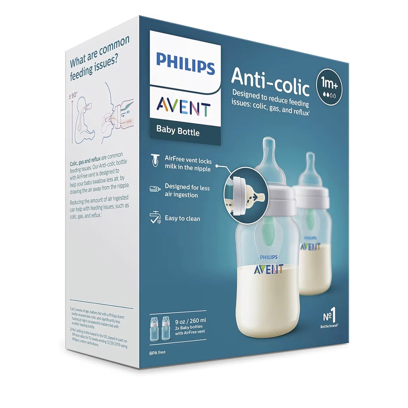 Philips Avent 2 Biberones Anticólicos AirFree 9oz Transparente