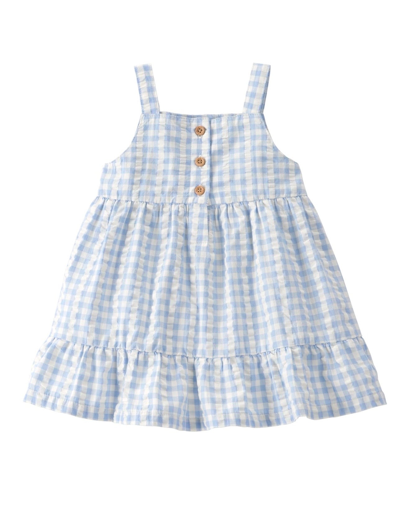 Vestido azul con botones delanteros funcionales bebé niña