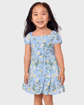 Vestido Floral Escalonado - Azul