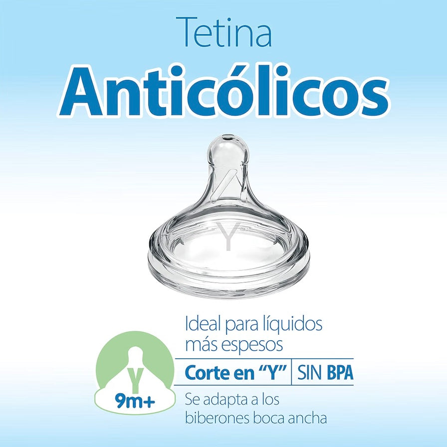 Dr. Brown’s Paquete de 6 Tetinas Natural Flow Cuello Ancho de Flujo Nivel Y, 9m+ Ideal para Líquidos más Espesos