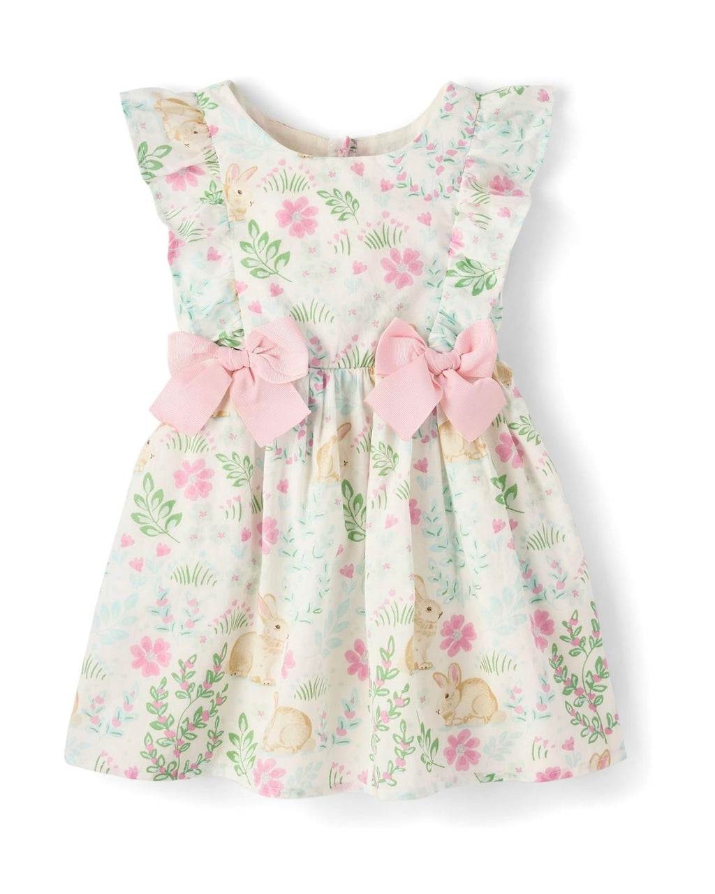Vestido con Lazo y Volantes de Estampado de Conejito