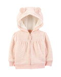 Chaqueta Rosa con Capucha y Forro Sherpa