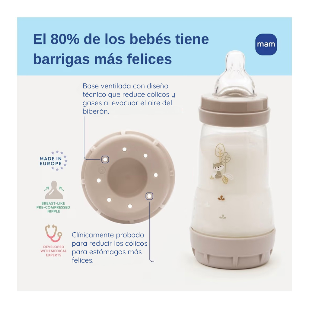 MAM 2 Biberones 9oz Algodón