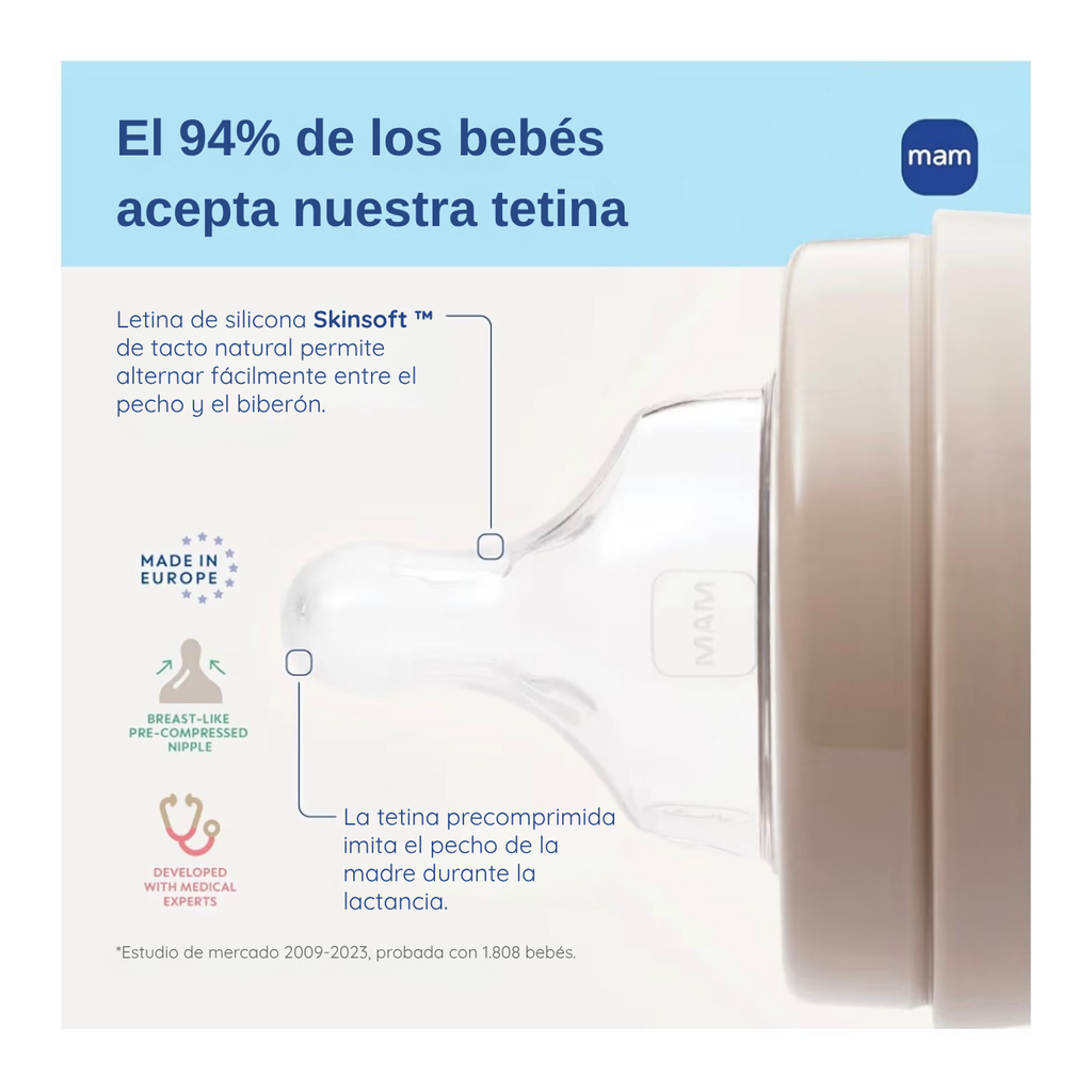 MAM 2 Biberones 9oz Algodón