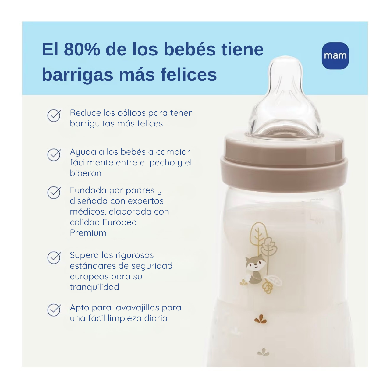MAM 2 Biberones 9oz Algodón