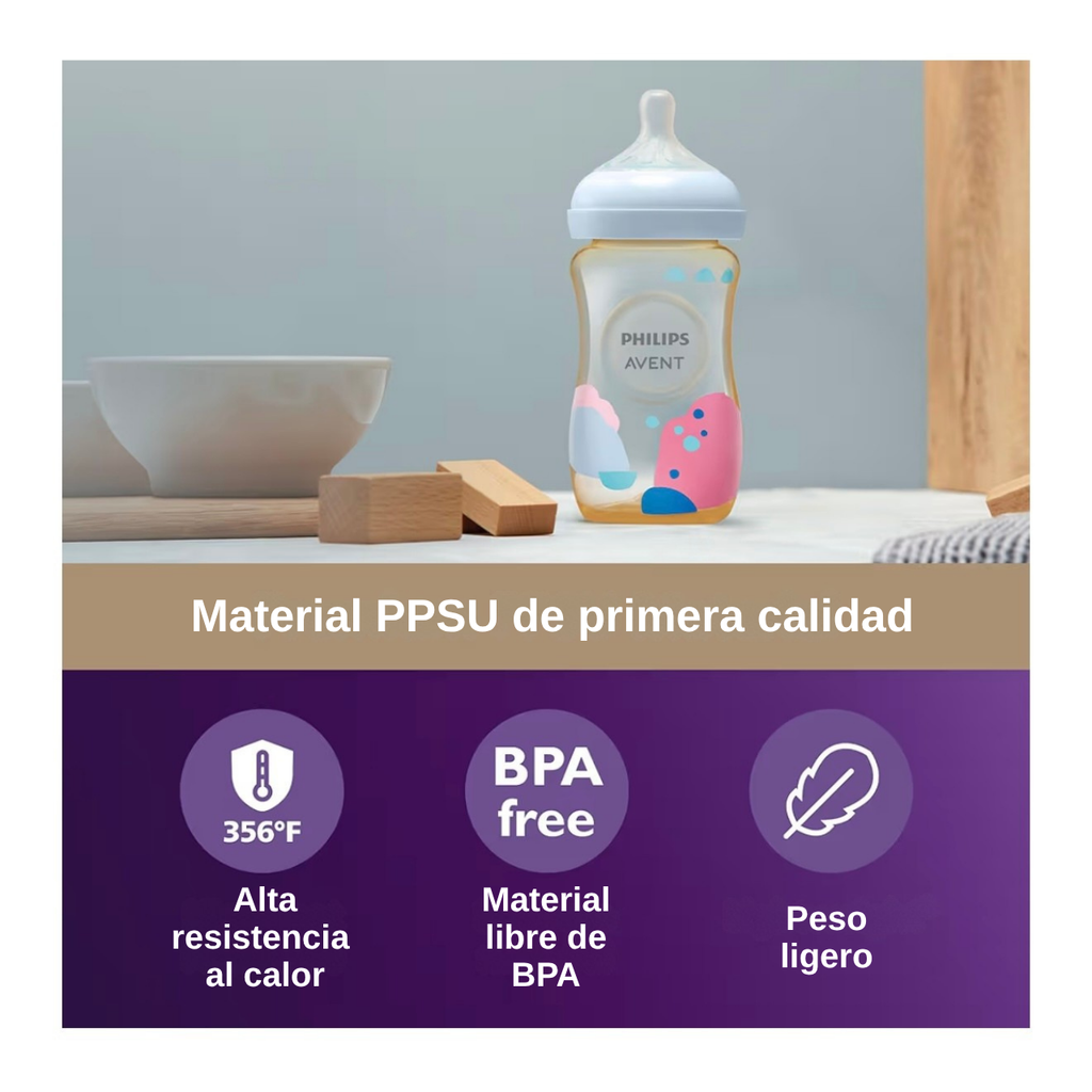 Philips Avent 2 Biberones 9oz Decorado Ambar