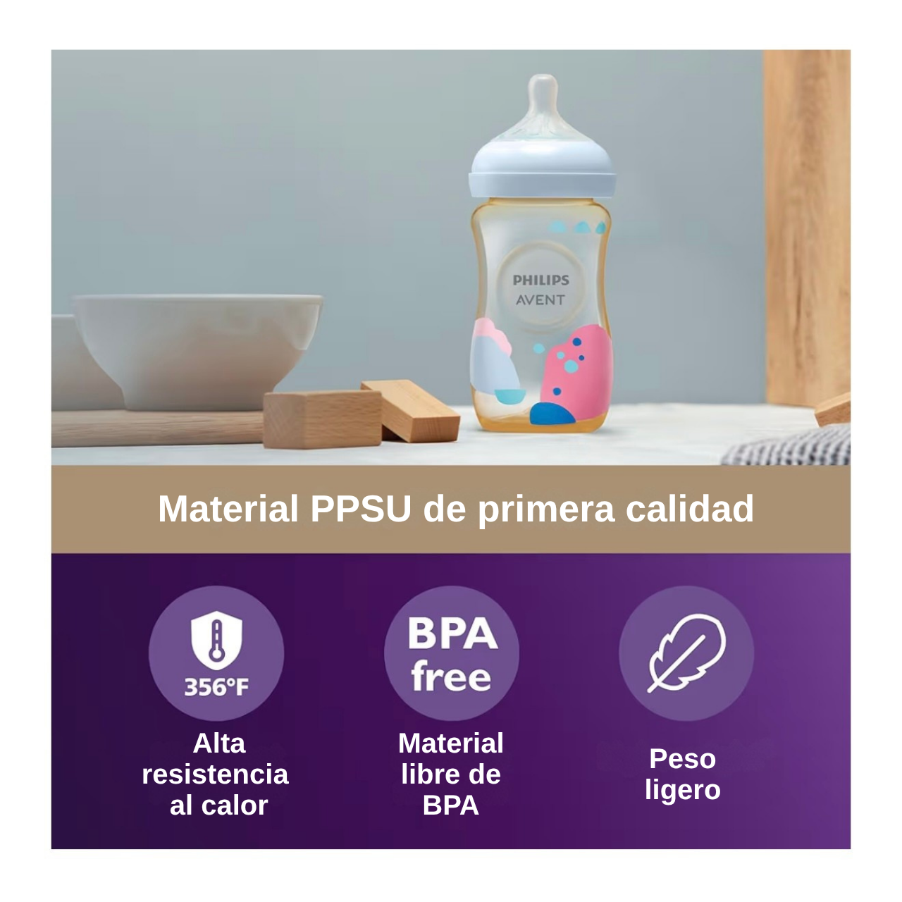 Philips Avent 2 Biberones 9oz Decorado Ambar
