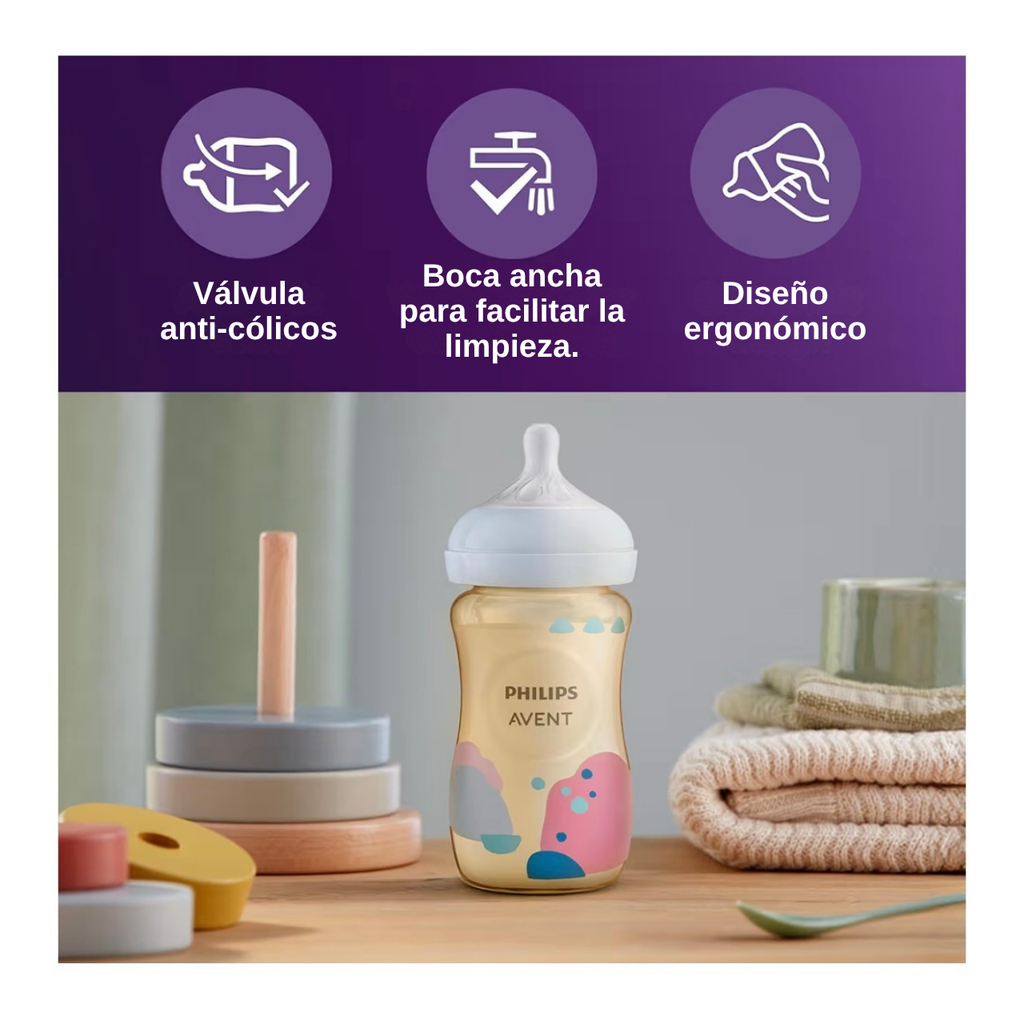 Philips Avent 2 Biberones 9oz Decorado Ambar