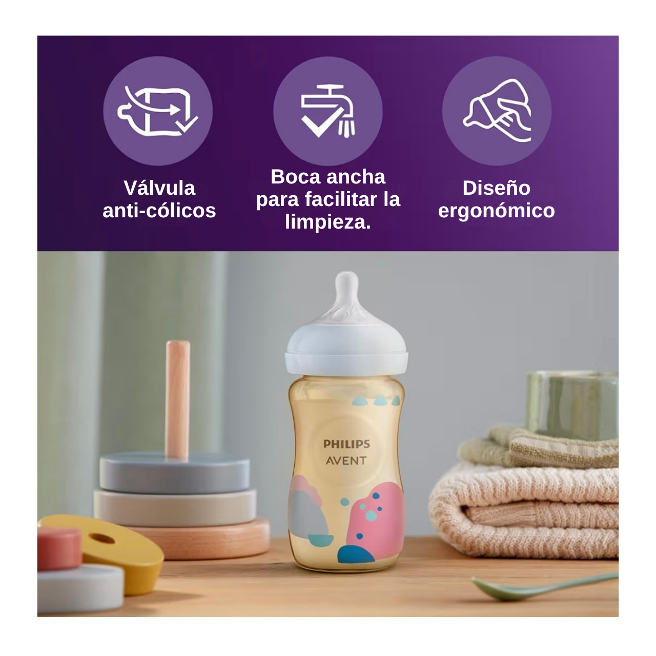 Philips Avent 2 Biberones 9oz Decorado Ambar