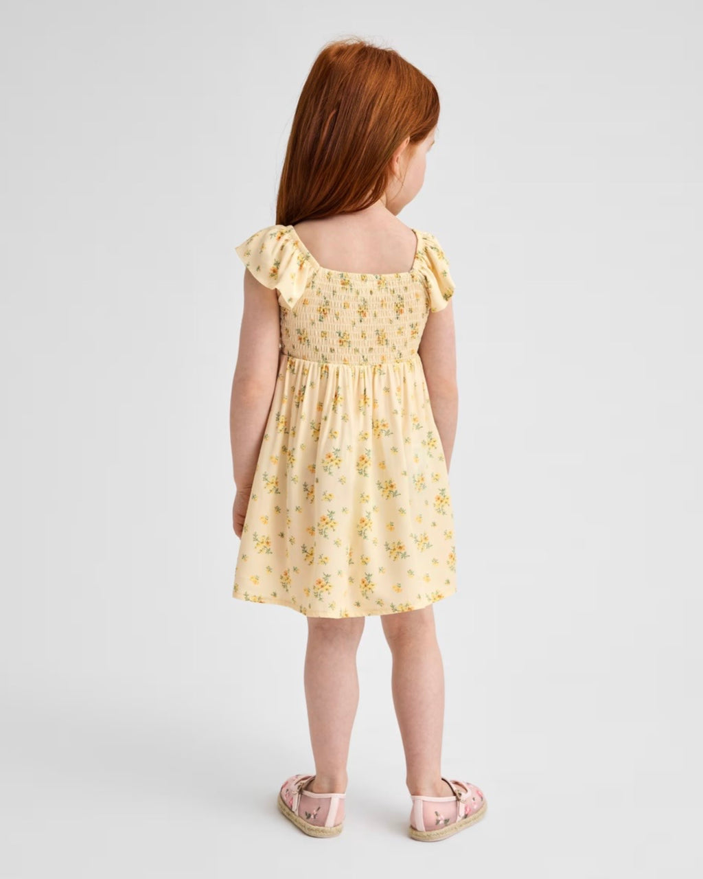 Vestido Flutter Floral - Amarillo