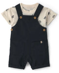 Conjunto Negro/Crema Bach Overall + Camiseta Bebé Niño