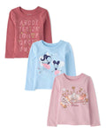 Pack de 3 Camisetas Manga Larga Estampado Alphabet/Hadas/Corona