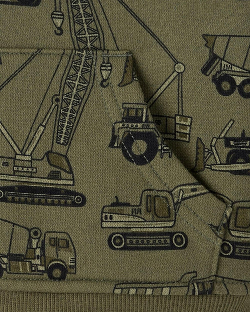 Chaqueta con Capucha y Cremallera de Felpa Premium con Forro de Sherpa Estampada