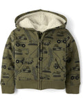 Chaqueta con Capucha y Cremallera de Felpa Premium con Forro de Sherpa Estampada