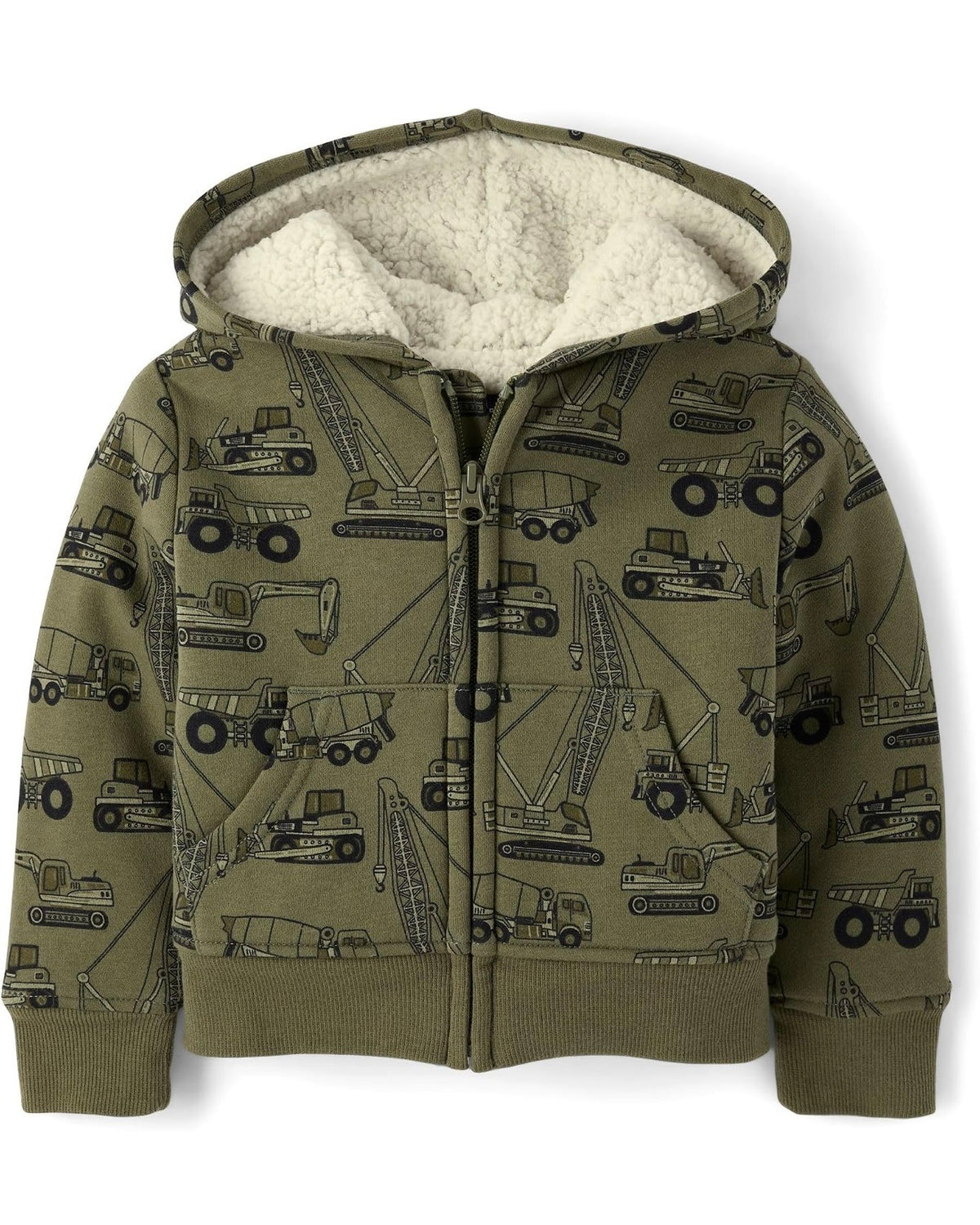 Chaqueta con Capucha y Cremallera de Felpa Premium con Forro de Sherpa Estampada