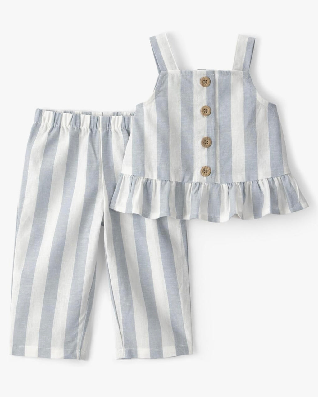 Conjunto Azul/Blanco Blusa sin Mangas + Pantalón Bebé Niña