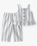 Conjunto Azul/Blanco Blusa sin Mangas + Pantalón Bebé Niña