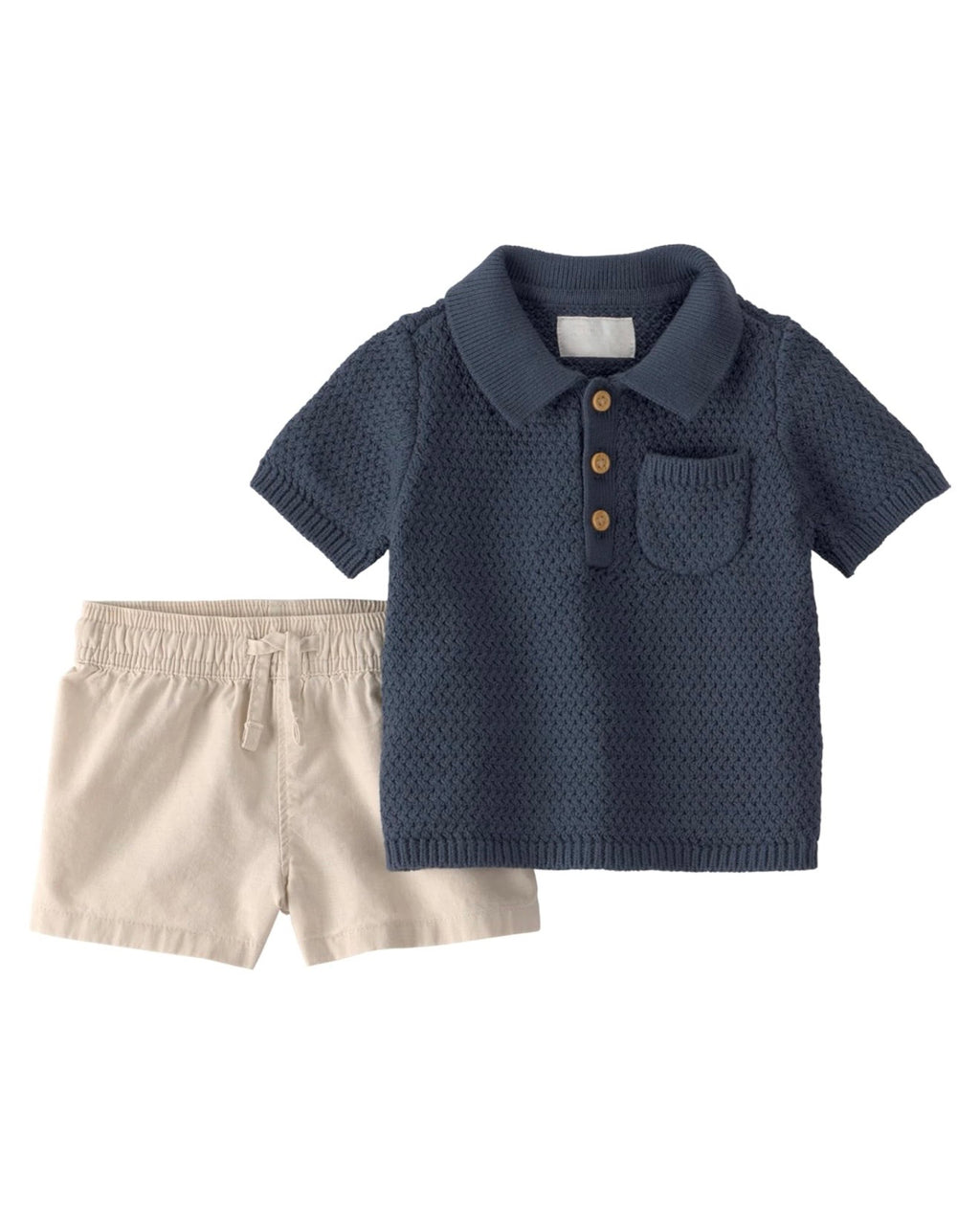 Conjunto Caqui/Marina Polo + Short  Bebé Niño