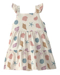 Vestido con Estampado Tropical de Conchas Bebé Niña