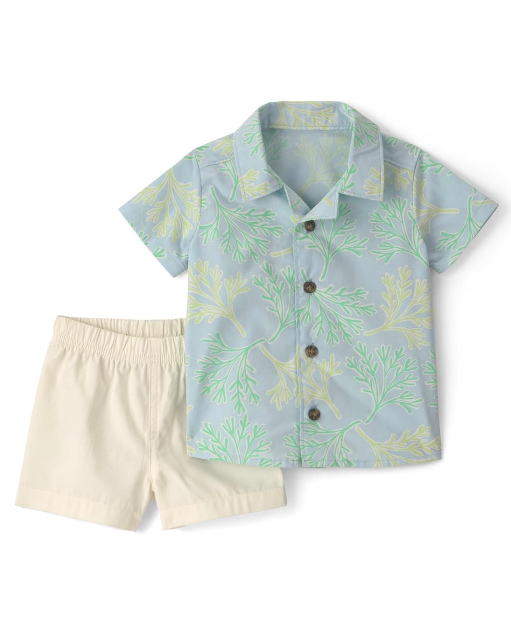 Conjunto Celeste Camisa Manga Corta + Short Bebé Niño
