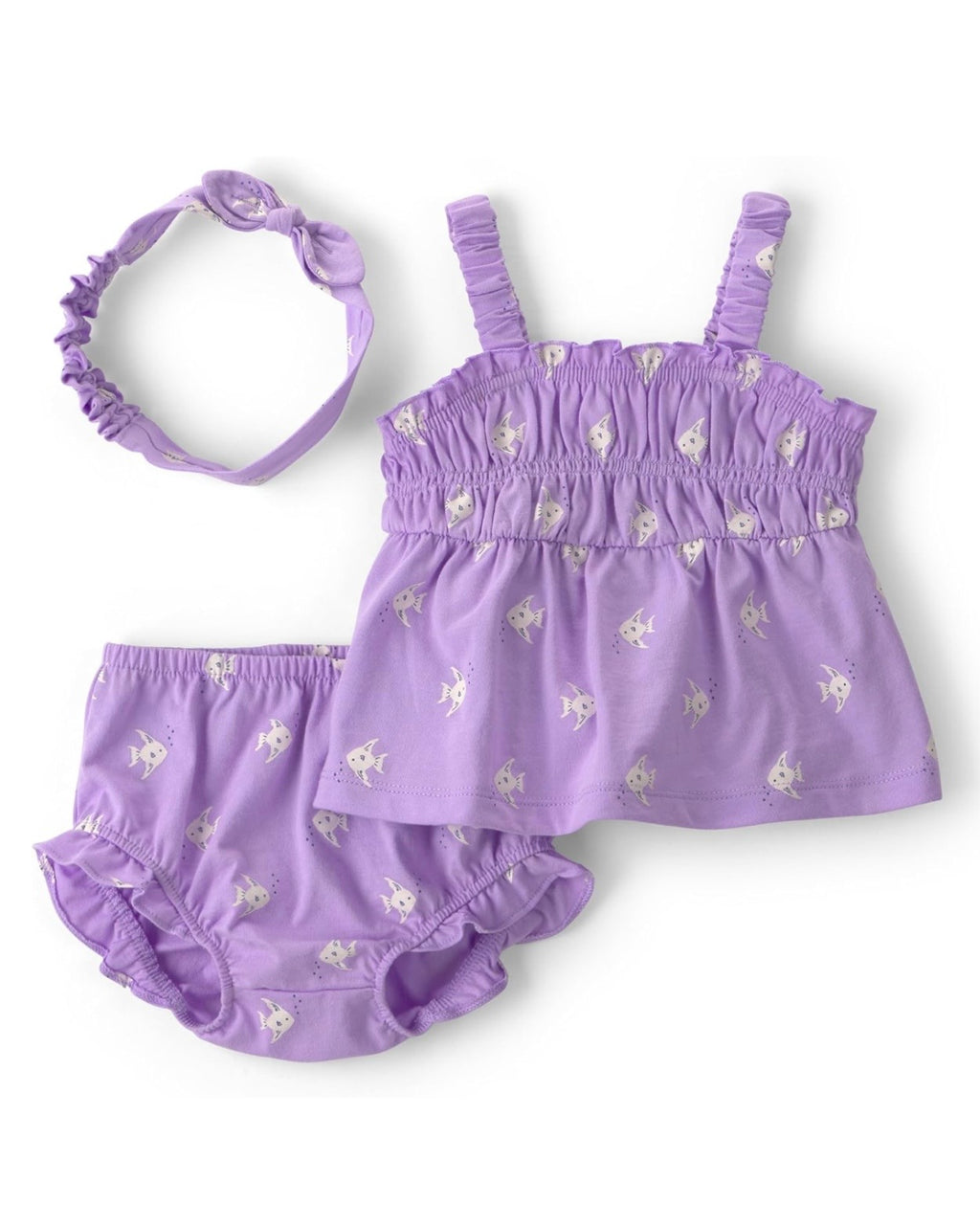 Conjunto Púrpura Blusa de Tiras + Cubre Pañal + Diadema Bebé Niña