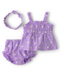 Conjunto Púrpura Blusa de Tiras + Cubre Pañal + Diadema Bebé Niña