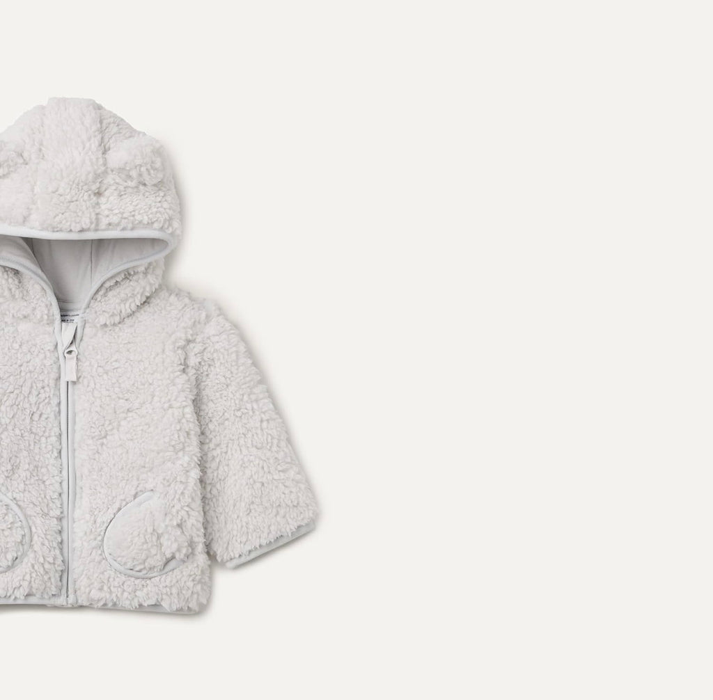 Chaqueta Sherpa Gris Perla con Capucha