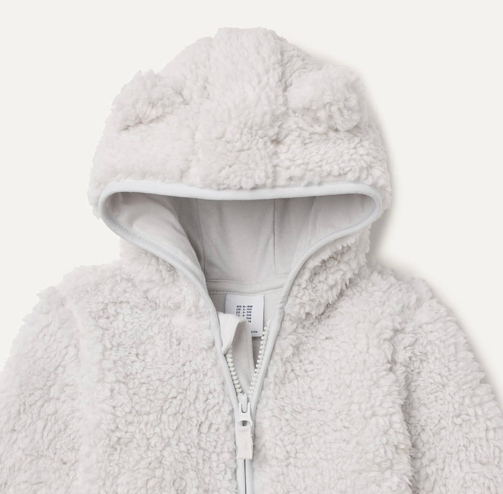 Chaqueta Sherpa Gris Perla con Capucha