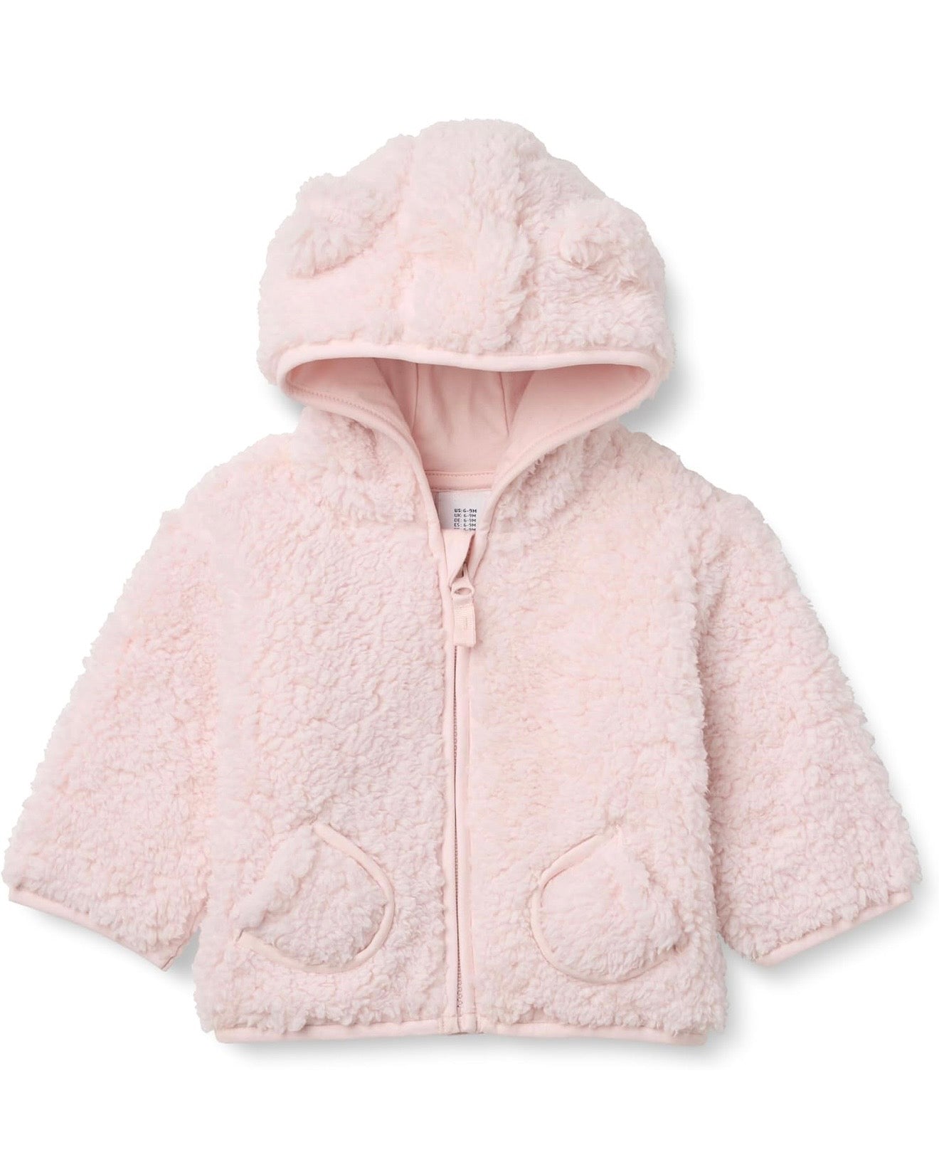 Chaqueta Sherpa Rosa Pálido con Capucha