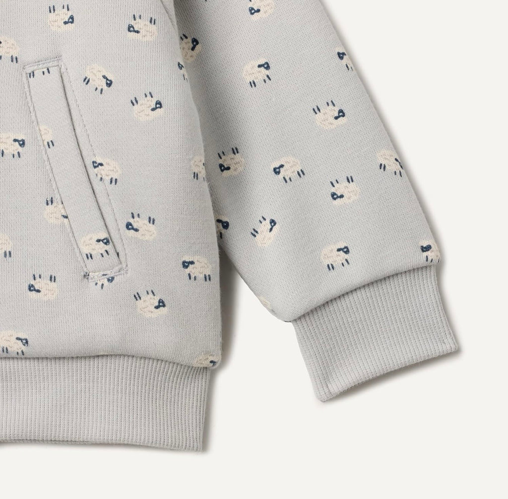 Chaqueta de Felpa con Capucha Oveja Gris