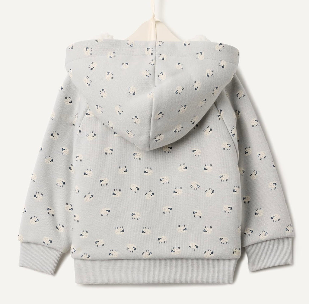 Chaqueta de Felpa con Capucha Oveja Gris