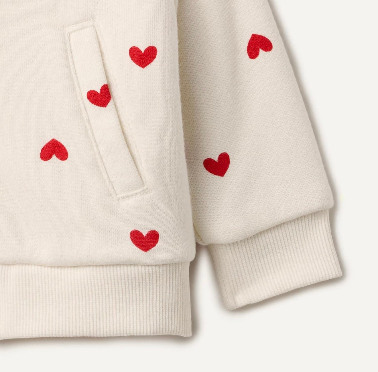 Chaqueta de Felpa con Capucha Corazones Rojos