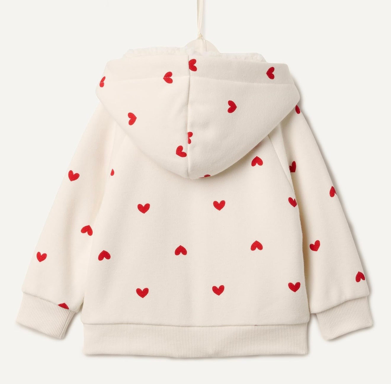 Chaqueta de Felpa con Capucha Corazones Rojos