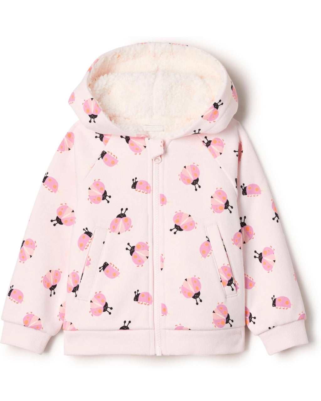 Chaqueta de Felpa con Capucha Mariquitas Rosa