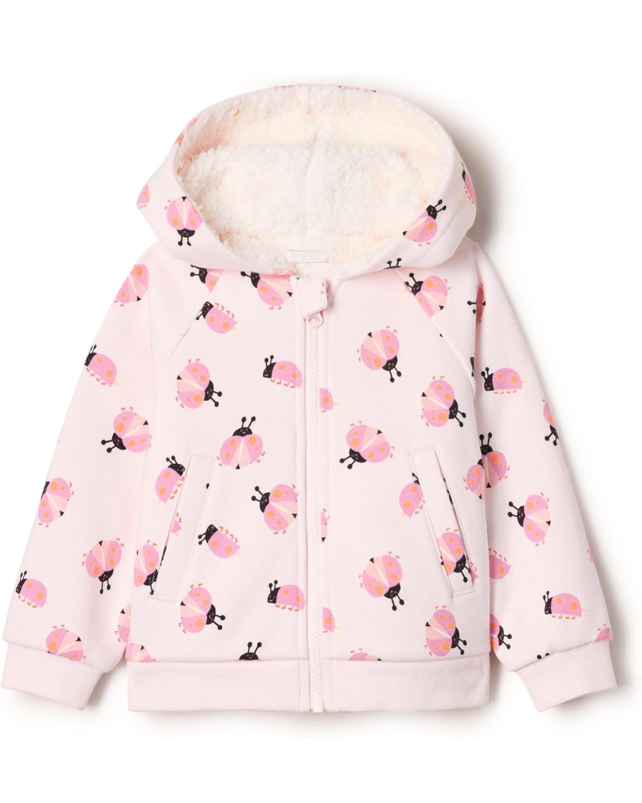 Chaqueta de Felpa con Capucha Mariquitas Rosa