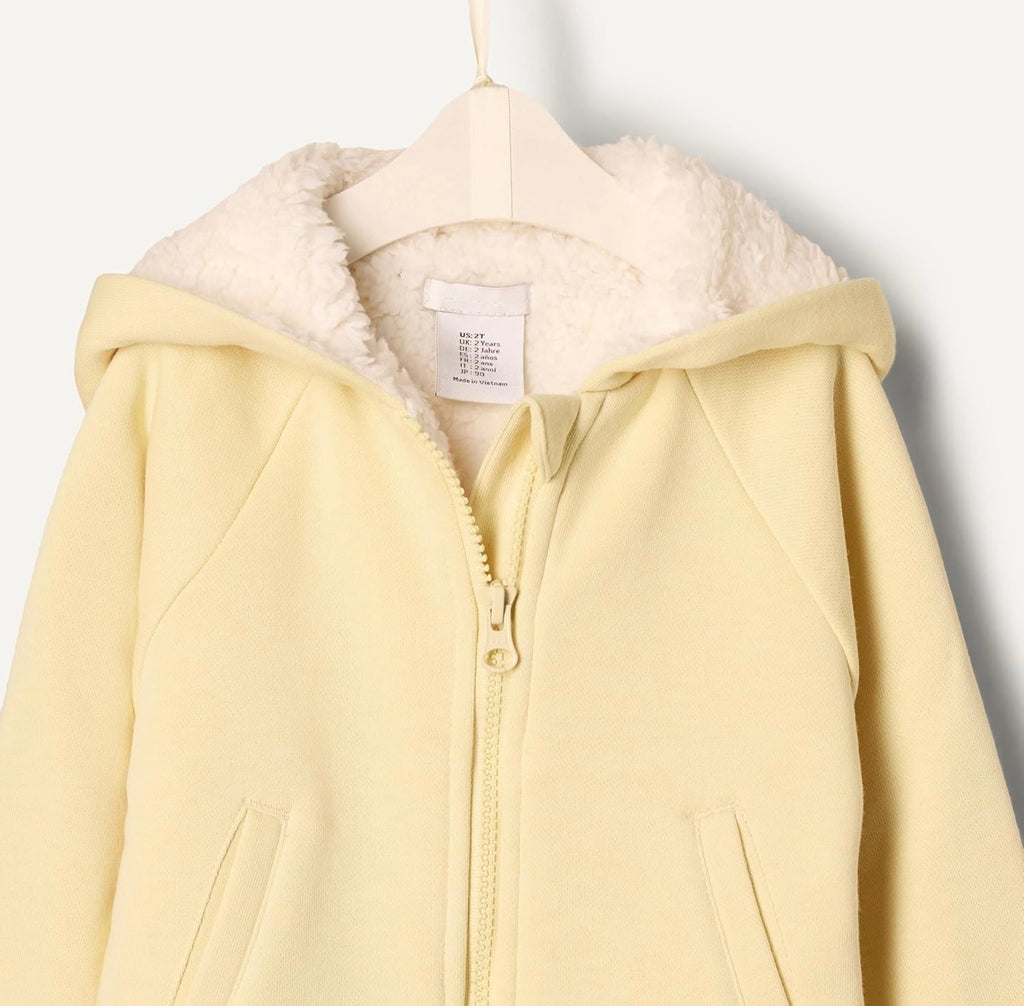 Chaqueta de Felpa con Capucha Amarillo