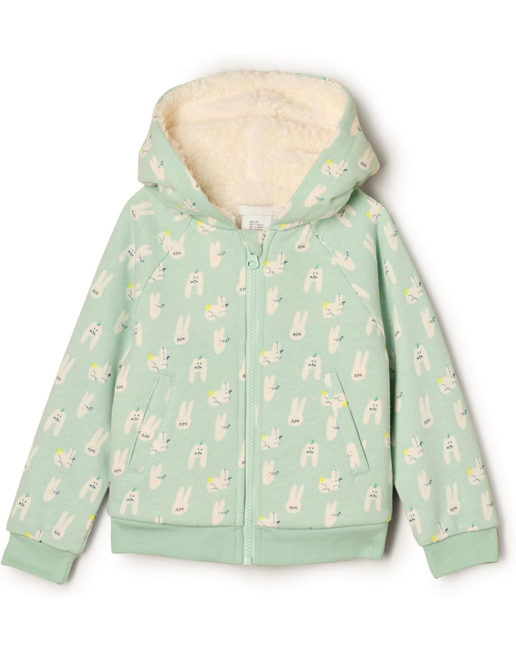 Chaqueta de Felpa con Capucha Conejos Verde