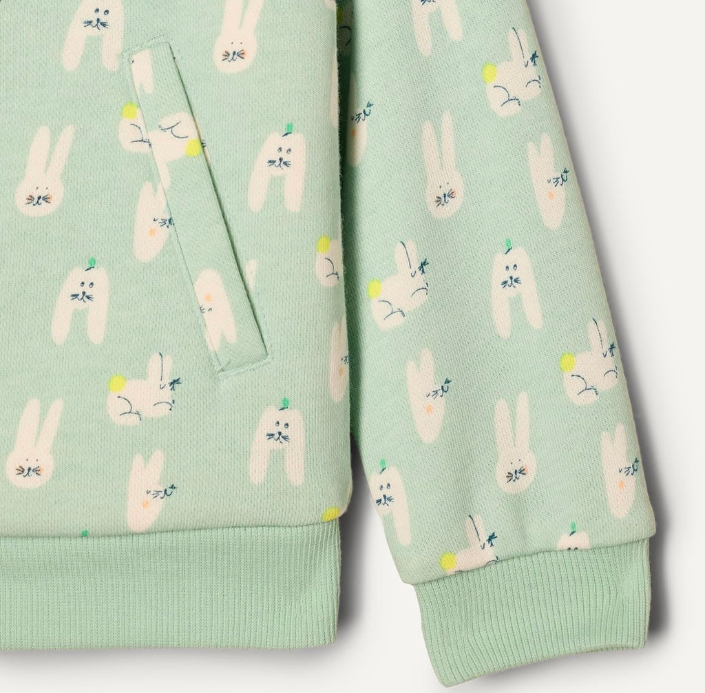 Chaqueta de Felpa con Capucha Conejos Verde