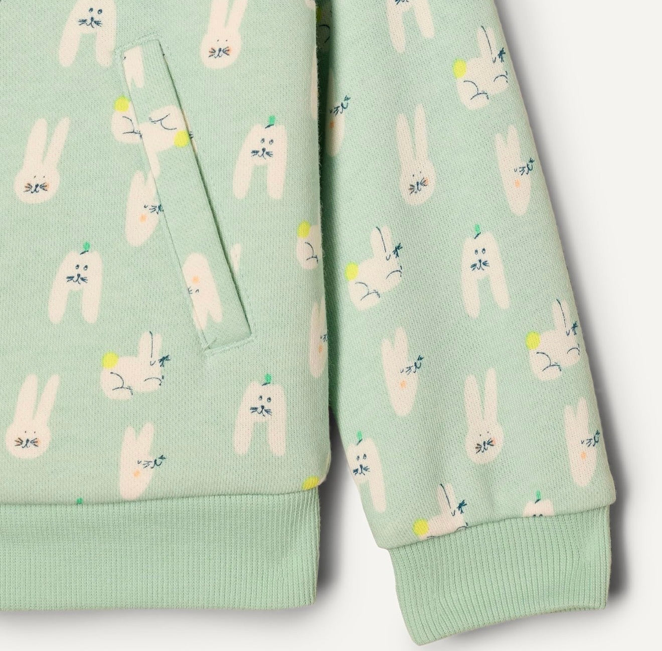 Chaqueta de Felpa con Capucha Conejos Verde
