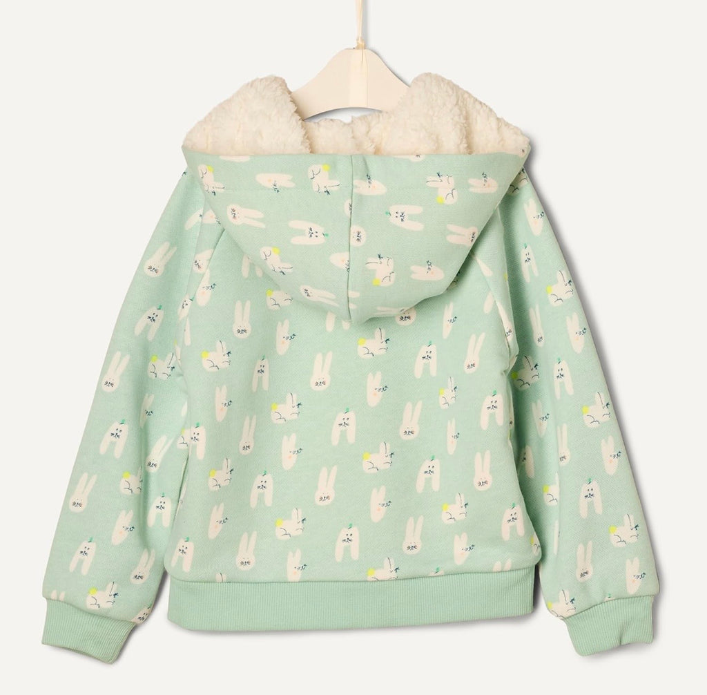 Chaqueta de Felpa con Capucha Conejos Verde