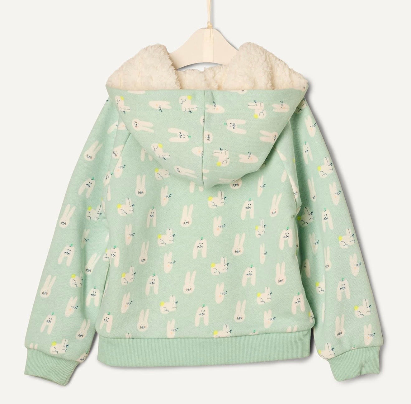 Chaqueta de Felpa con Capucha Conejos Verde
