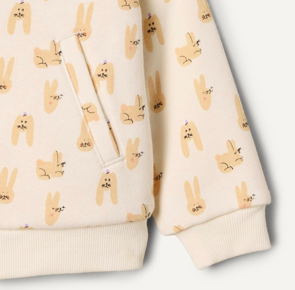 Chaqueta de Felpa con Capucha Conejos Marfil