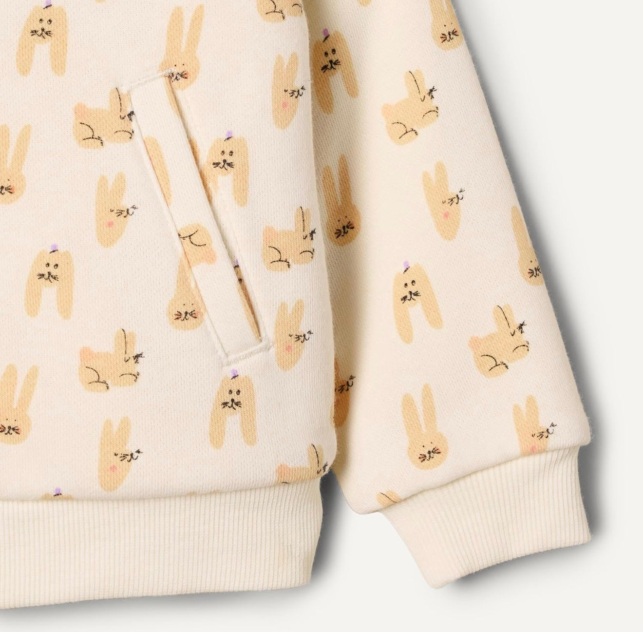 Chaqueta de Felpa con Capucha Conejos Marfil