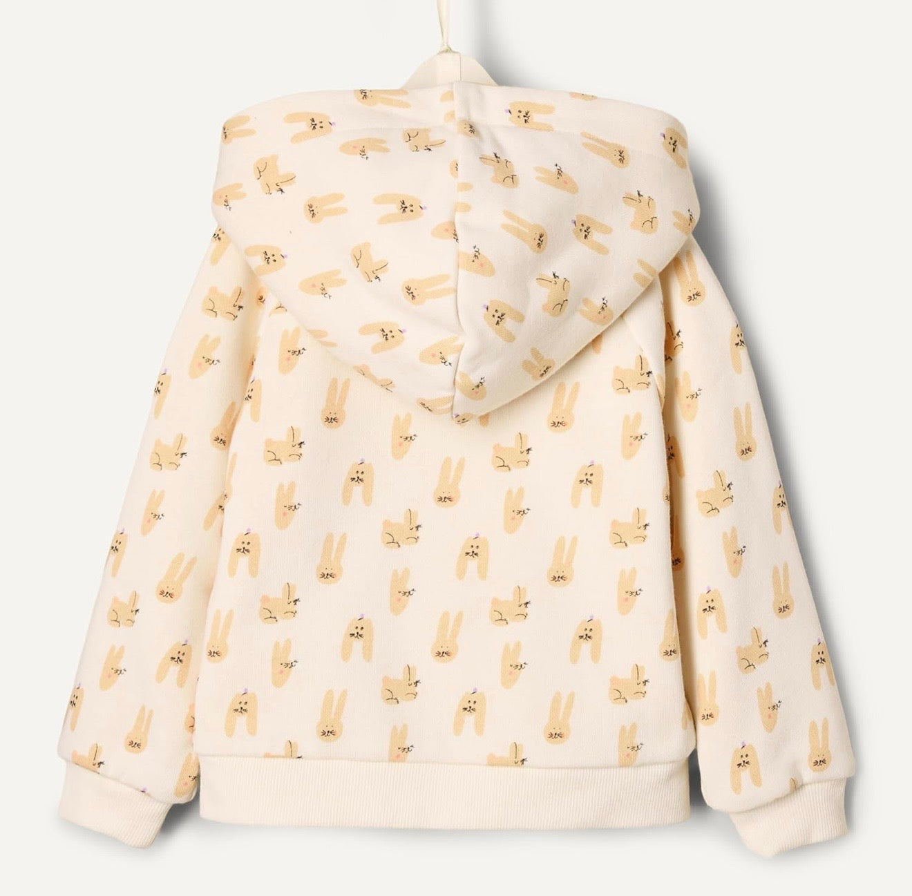 Chaqueta de Felpa con Capucha Conejos Marfil