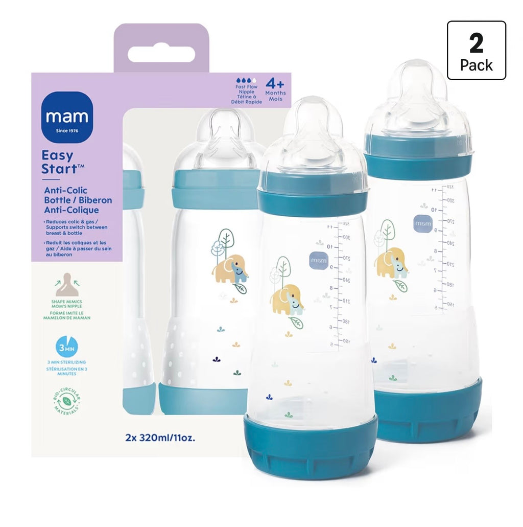 MAM 2 Biberones 11oz Azul/Verdoso