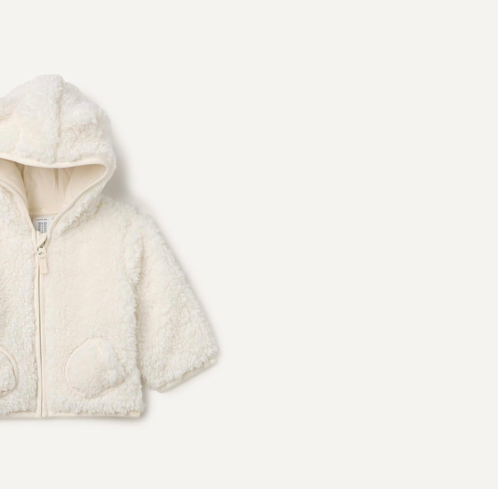 Chaqueta Sherpa Blanco Marfil con Capucha